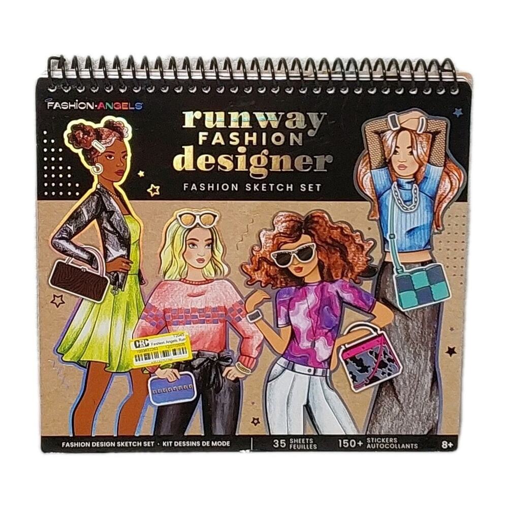 Fashion Angels Runway Fashion Designer Sketch Set - Pad, Stencils,& Stickers, 6+